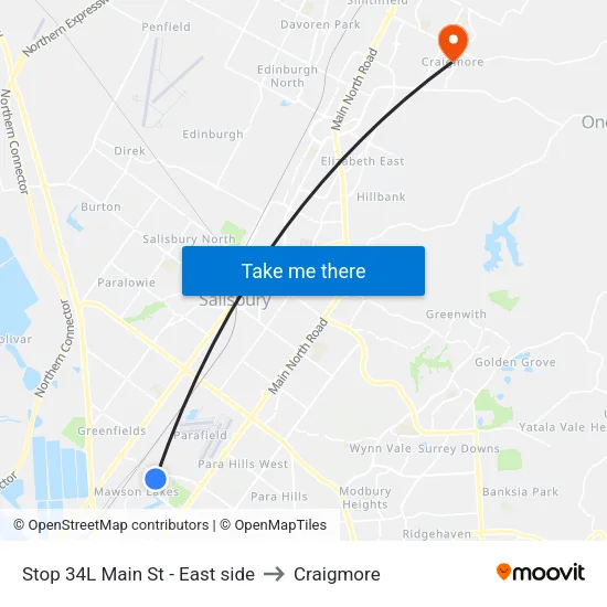 Stop 34L Main St - East side to Craigmore map