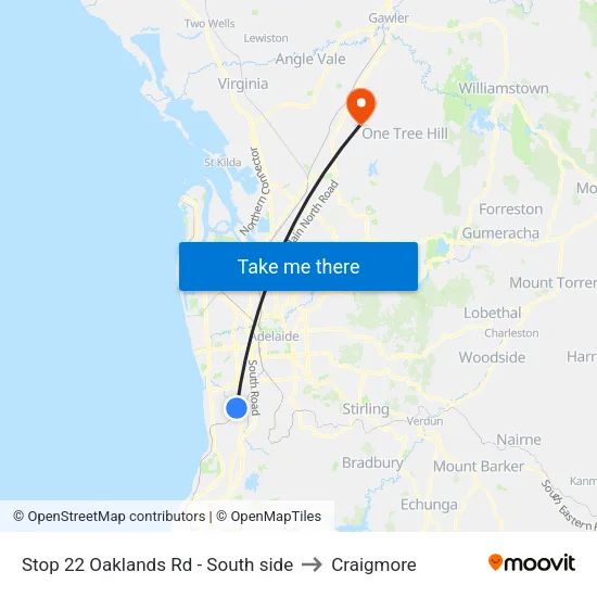 Stop 22 Oaklands Rd - South side to Craigmore map