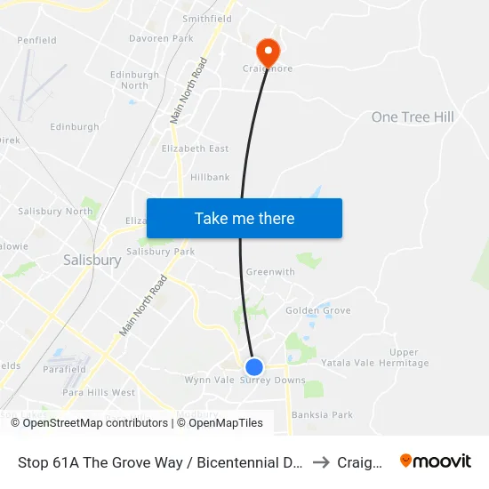 Stop 61A The Grove Way / Bicentennial Dr - North side to Craigmore map