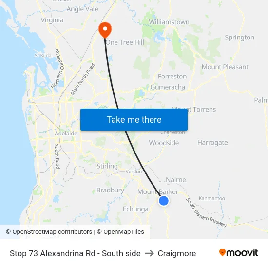 Stop 73 Alexandrina Rd - South side to Craigmore map