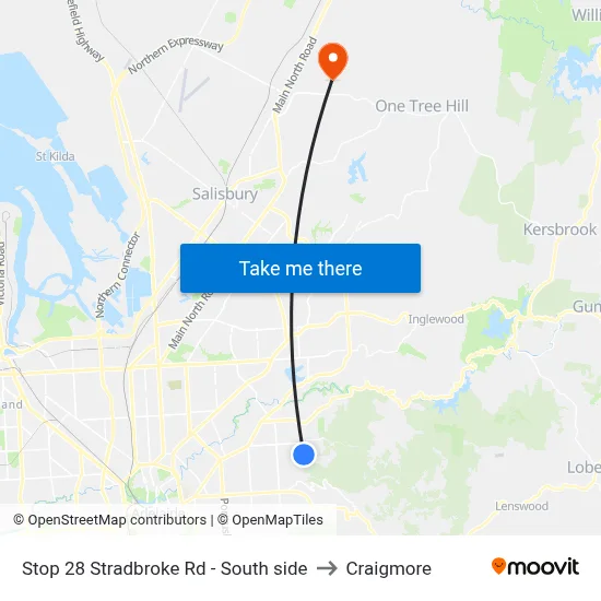 Stop 28 Stradbroke Rd - South side to Craigmore map