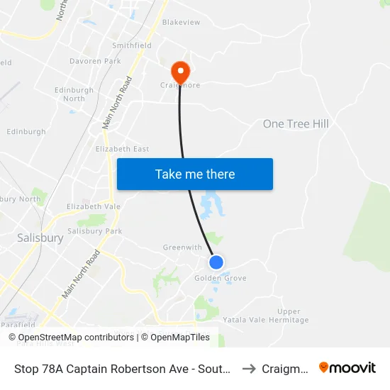 Stop 78A Captain Robertson Ave - South side to Craigmore map