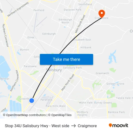Stop 34U Salisbury Hwy - West side to Craigmore map