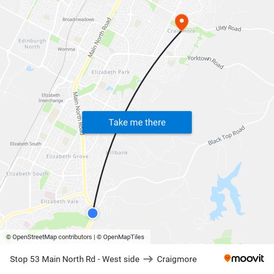 Stop 53 Main North Rd - West side to Craigmore map