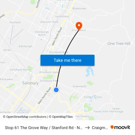 Stop 61 The Grove Way / Stanford Rd - North side to Craigmore map
