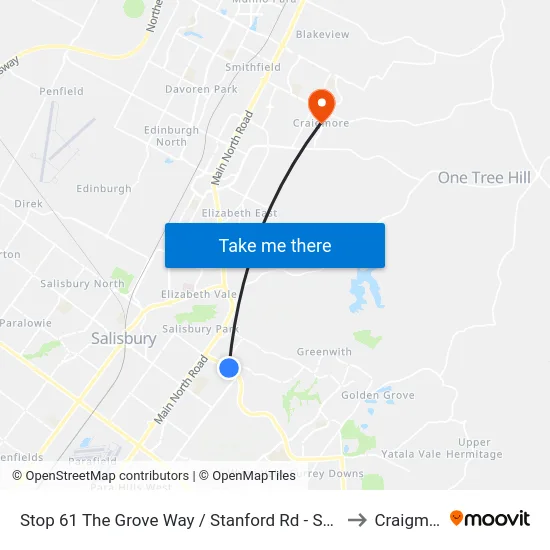 Stop 61 The Grove Way / Stanford Rd - South side to Craigmore map