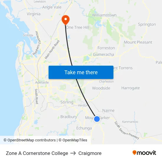 Zone A Cornerstone College to Craigmore map