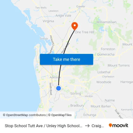 Stop School Tutt Ave / Unley High School - South side to Craigmore map