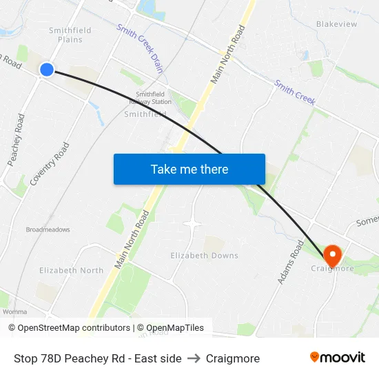 Stop 78D Peachey Rd - East side to Craigmore map