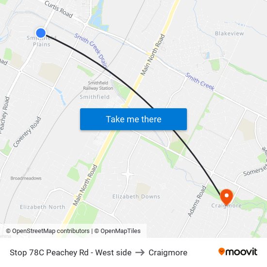 Stop 78C Peachey Rd - West side to Craigmore map