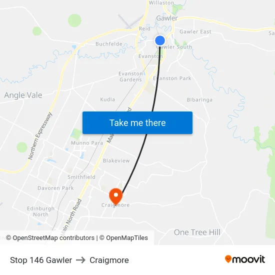 Stop 146 Gawler to Craigmore map