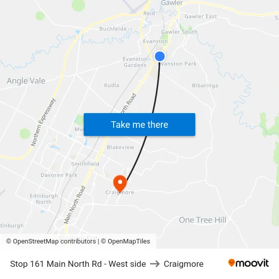 Stop 161 Main North Rd - West side to Craigmore map