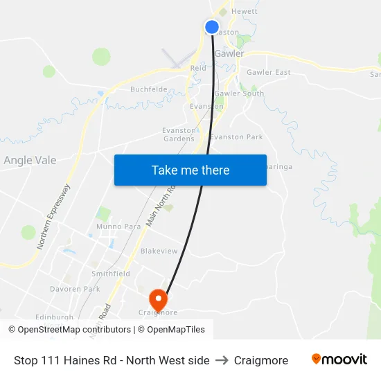 Stop 111 Haines Rd - North West side to Craigmore map