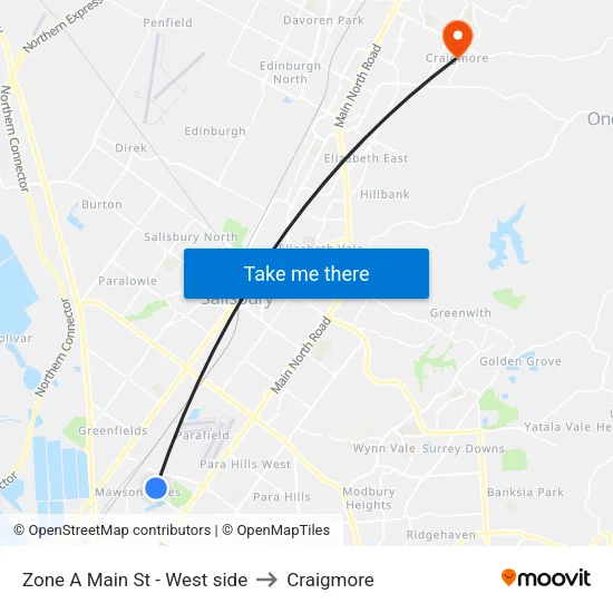Zone A Main St - West side to Craigmore map