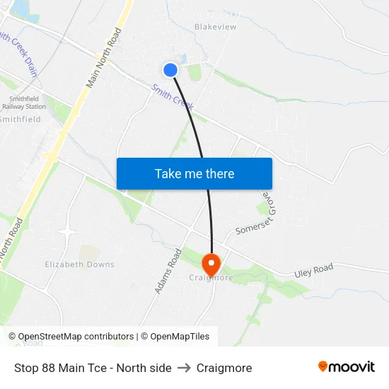 Stop 88 Main Tce - North side to Craigmore map
