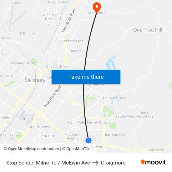 Stop School Milne Rd / McEwin Ave to Craigmore map