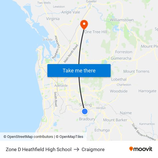 Zone D Heathfield High School to Craigmore map