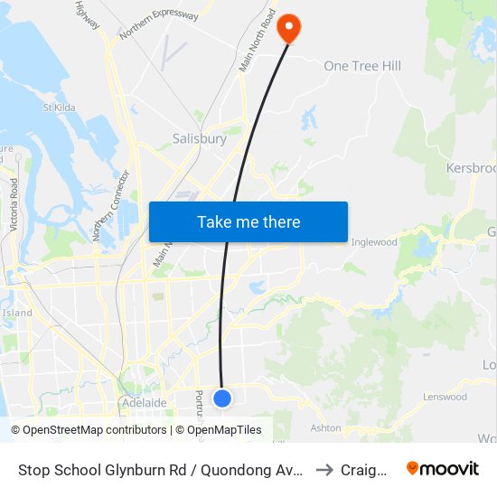 Stop School Glynburn Rd / Quondong Ave - East side to Craigmore map