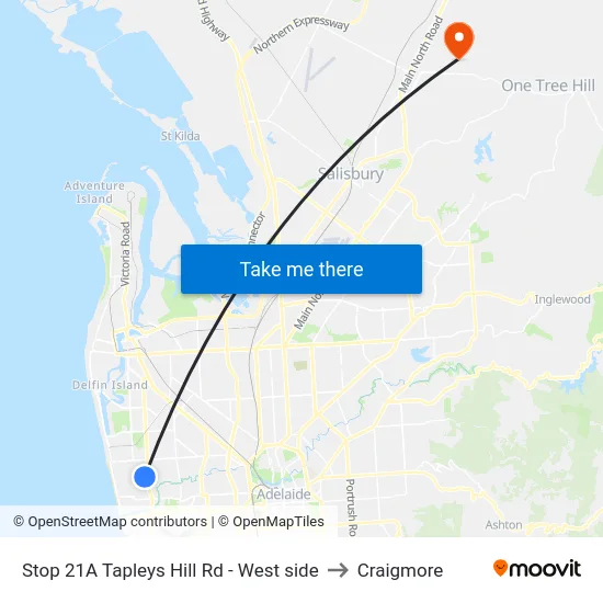 Stop 21A Tapleys Hill Rd - West side to Craigmore map