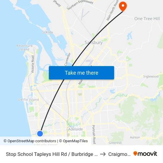 Stop School Tapleys Hill Rd / Burbridge Rd to Craigmore map