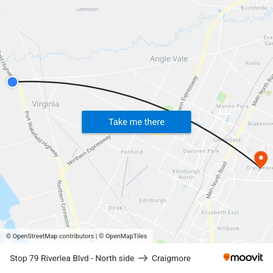 Stop 79 Riverlea Blvd - North side to Craigmore map