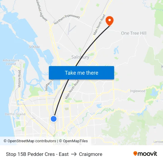 Stop 15B Pedder Cres - East to Craigmore map