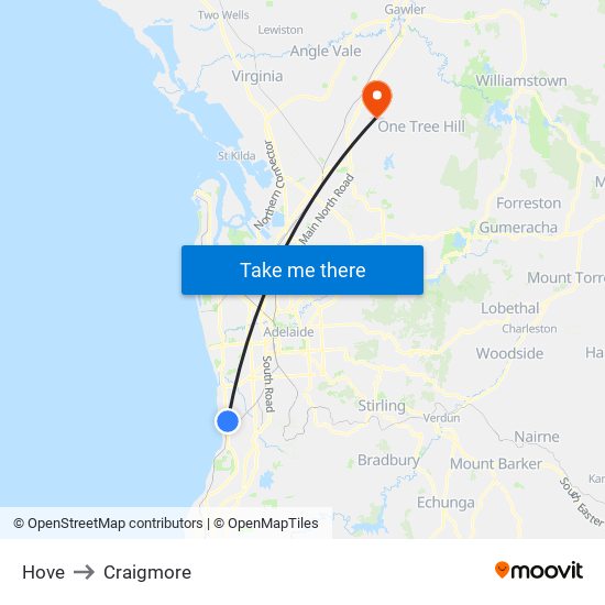 Hove to Craigmore map