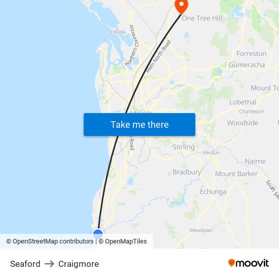 Seaford to Craigmore map