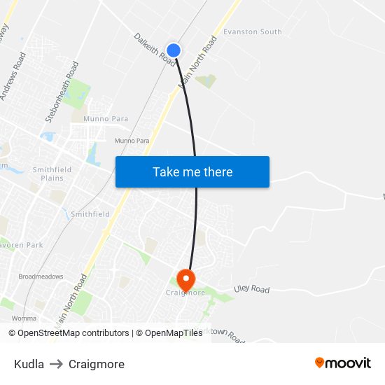 Kudla to Craigmore map