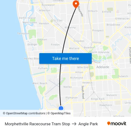 Morphettville Racecourse Tram Stop to Angle Park map