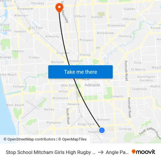 Stop School Mitcham Girls High Rugby St to Angle Park map