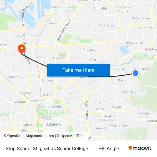 Stop School St Ignatius Senior College Manresa Ct to Angle Park map