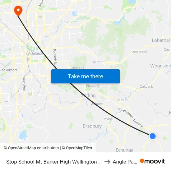 Stop School Mt Barker High Wellington Rd to Angle Park map