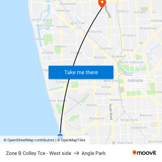 Zone B Colley Tce - West side to Angle Park map