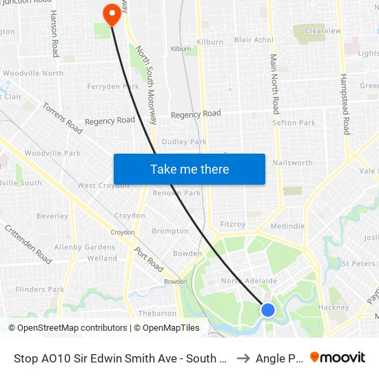 Stop AO10 Sir Edwin Smith Ave - South East side to Angle Park map