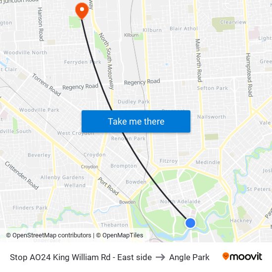 Stop AO24 King William Rd - East side to Angle Park map