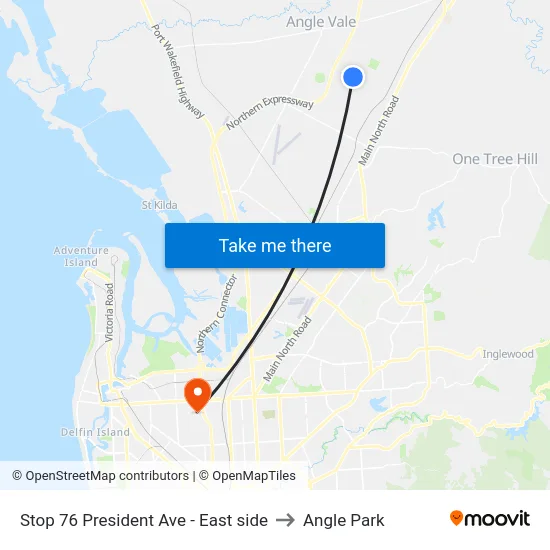 Stop 76 President Ave - East side to Angle Park map