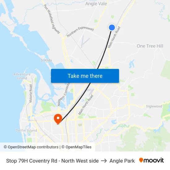 Stop 79H Coventry Rd - North West side to Angle Park map