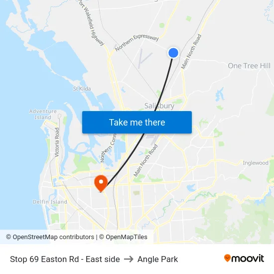 Stop 69 Easton Rd - East side to Angle Park map