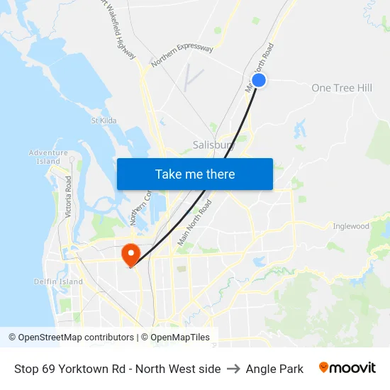 Stop 69 Yorktown Rd - North West side to Angle Park map