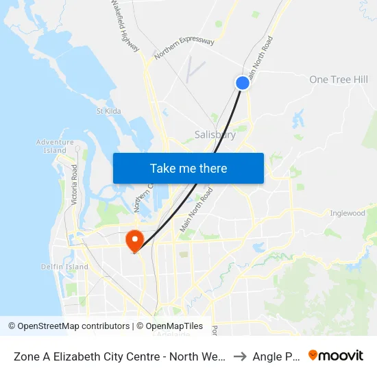 Zone A Elizabeth City Centre - North West side to Angle Park map