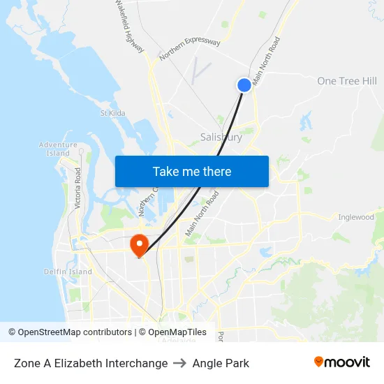 Zone A Elizabeth Interchange to Angle Park map
