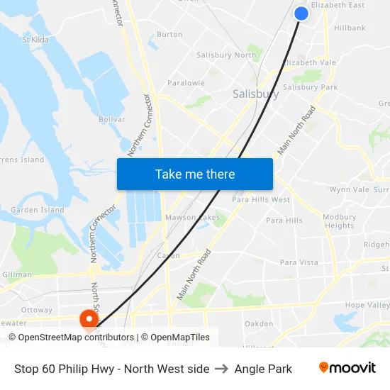 Stop 60 Philip Hwy - North West side to Angle Park map