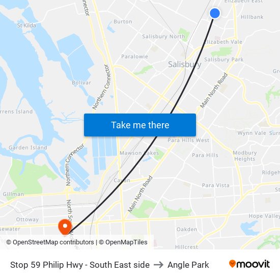 Stop 59 Philip Hwy - South East side to Angle Park map