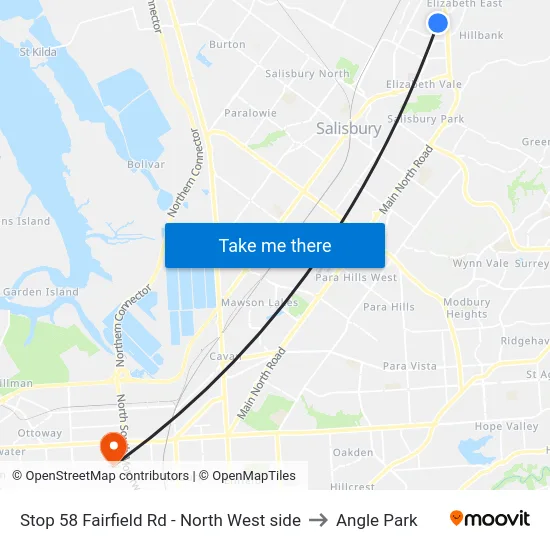 Stop 58 Fairfield Rd - North West side to Angle Park map