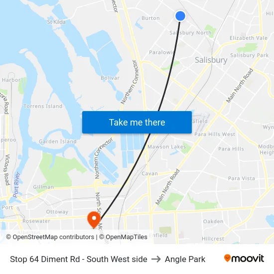 Stop 64 Diment Rd - South West side to Angle Park map