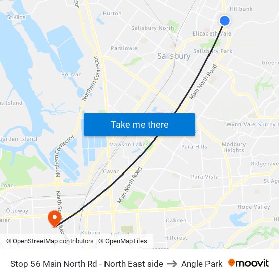 Stop 56 Main North Rd - North East side to Angle Park map