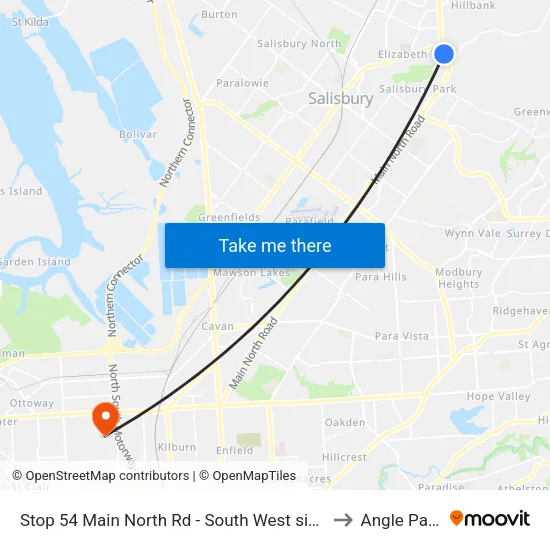 Stop 54 Main North Rd - South West side to Angle Park map