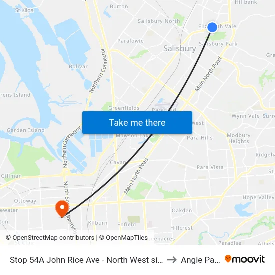 Stop 54A John Rice Ave - North West side to Angle Park map