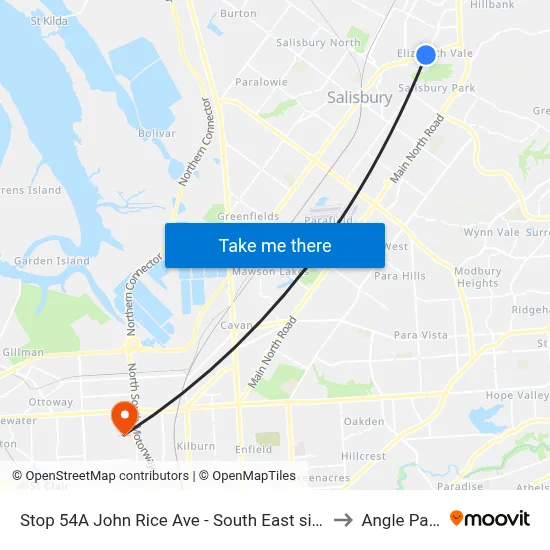 Stop 54A John Rice Ave - South East side to Angle Park map